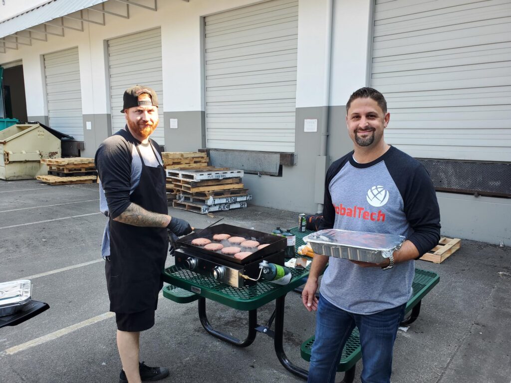GlobalTech-grilling GlobalTech employees grilling